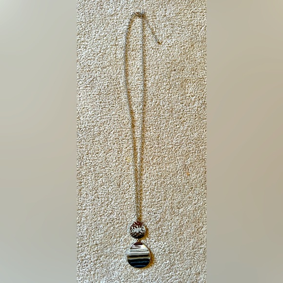 Silver oval pendants and 30” necklace - Picture 1 of 4